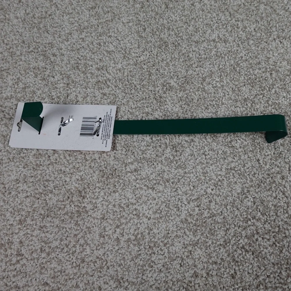 Christmas House Green Metal Wreath Hanger Over The Door Holiday Decor 14.5 Inch